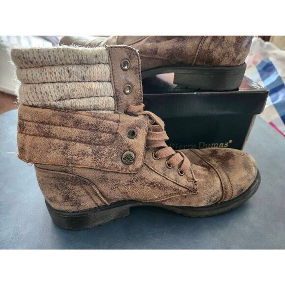 ROXY Riley Brown Lace Up Fold Over Combat Ankle Boots Shoes Size 9 - Picture 5 of 5